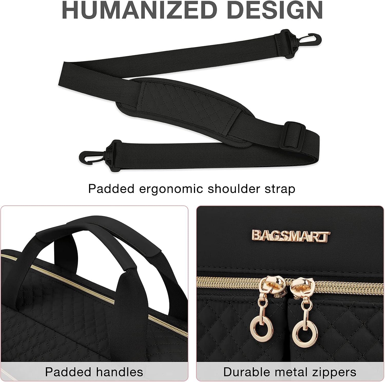 BAGSMART 15.6\/17.3 Inch Laptop Bag, Briefcase for Women Large Laptop Case Computer Bag Office Business Travel - Image 4