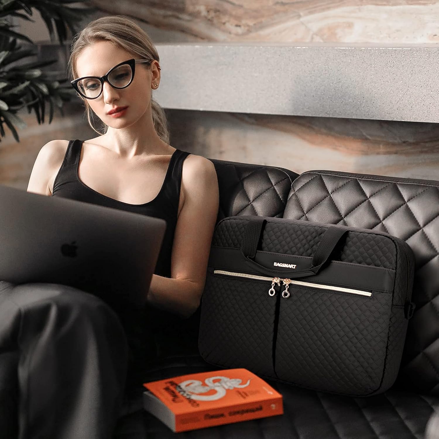 BAGSMART 15.6\/17.3 Inch Laptop Bag, Briefcase for Women Large Laptop Case Computer Bag Office Business Travel - Image 6