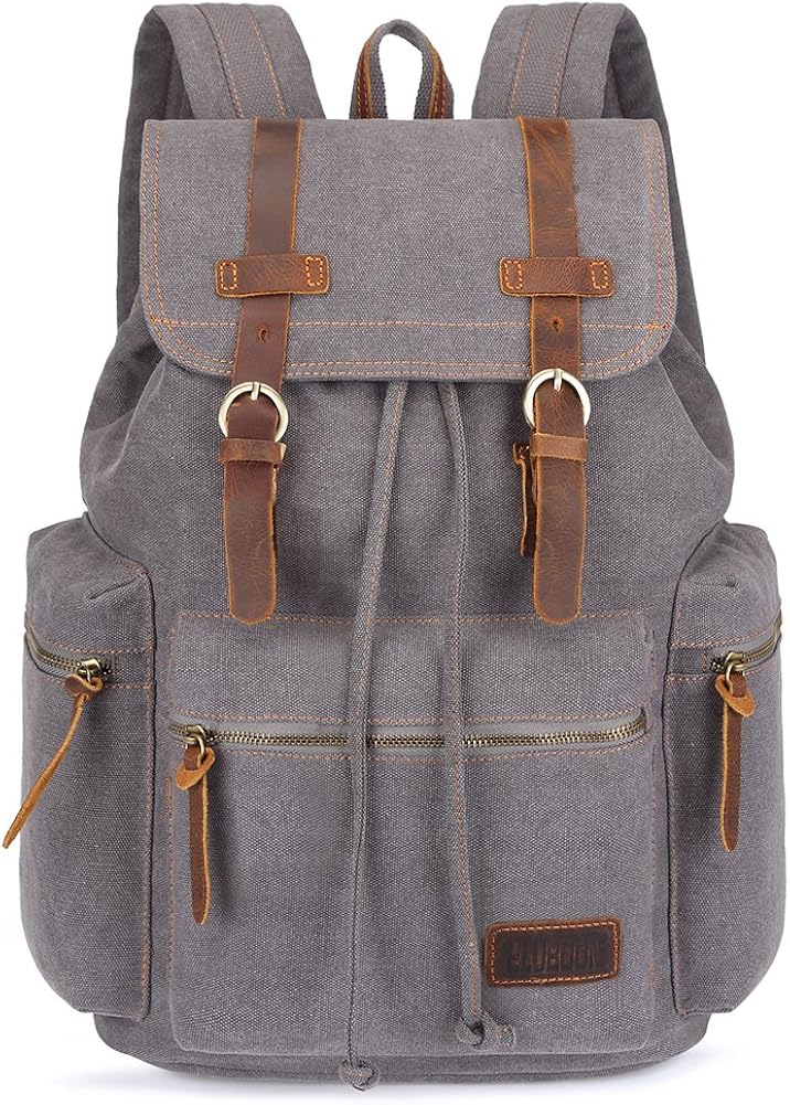 Bluboon Vintage Backpack Leather Trim Casual Bookbag Men Women Laptop Travel Rucksack - Image 11