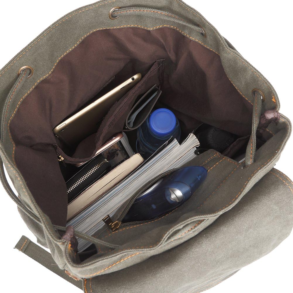 Bluboon Vintage Backpack Leather Trim Casual Bookbag Men Women Laptop Travel Rucksack - Image 4