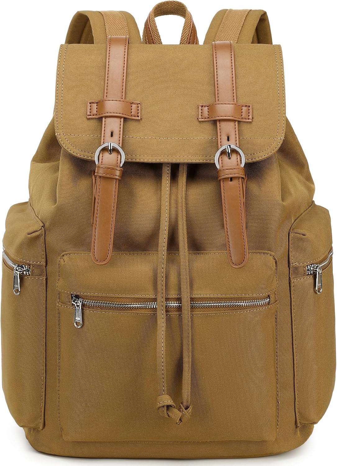 Bluboon Vintage Backpack Leather Trim Casual Bookbag Men Women Laptop Travel Rucksack - Image 14