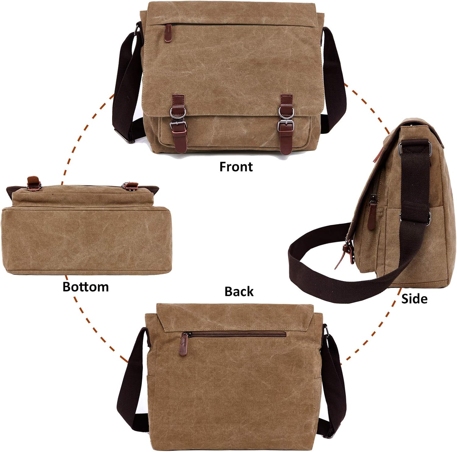 Canvas Messenger Bag for Men Women,Travel Satchel Shoulder bag 15.6 Inch Laptop Bag briefcase Business - Image 5