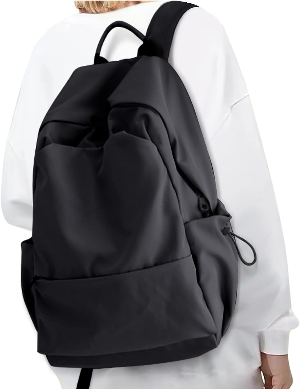 coofay Black Carry on Backpack For Women Men Waterproof College Gym Backpack Lightweight Small Travel Backpack Rucksack Casual Daypack Laptop Backpacks Hiking Backpack