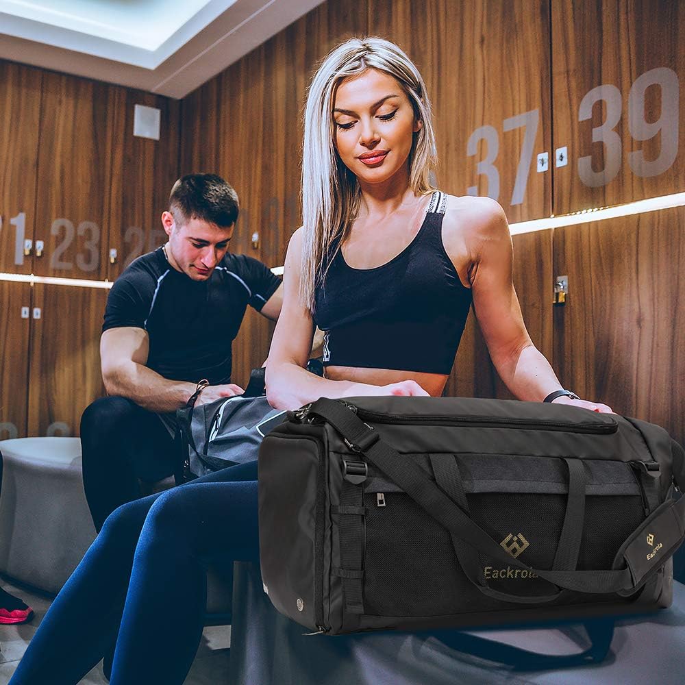 Eackrola Large Sports Gym Bag, Travel Duffel bag with Wet Pocket & Shoes Compartment for men women, 65L, Lightweight - Image 6