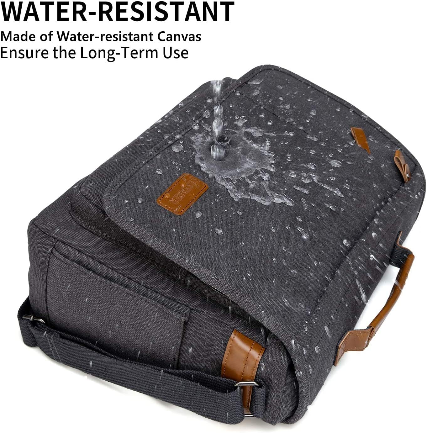 ESTARER Computer Messenger Bag 17-17.3 Inch Water-resistant Canvas Laptop Shoulder Bag for Travel Work College New Version, Grey - Image 3
