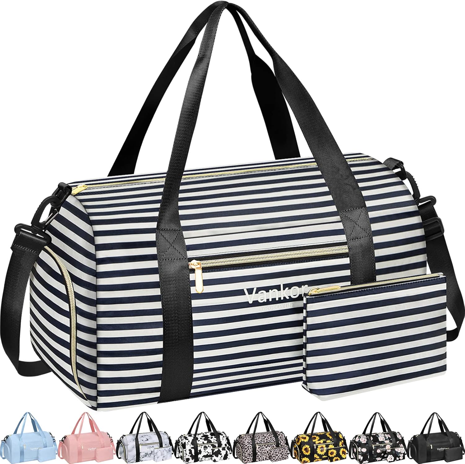 Gym Bag for Women with Shoe Compartment Waterproof, Sports Duffle Bag for Travel Duffel Weekender Carry on Beach Yoga Overnight Luggage Mommy Maternity Hospital Bag Blue 17.50 Inch - Image 17