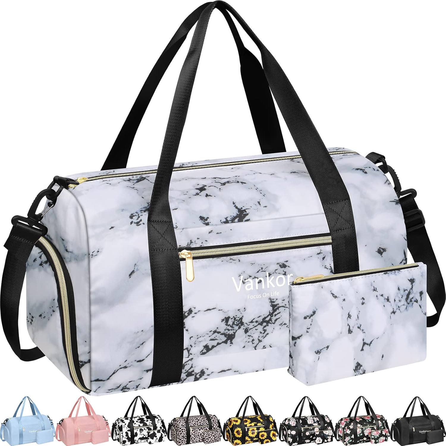 Gym Bag for Women with Shoe Compartment Waterproof, Sports Duffle Bag for Travel Duffel Weekender Carry on Beach Yoga Overnight Luggage Mommy Maternity Hospital Bag Blue 17.50 Inch - Image 16