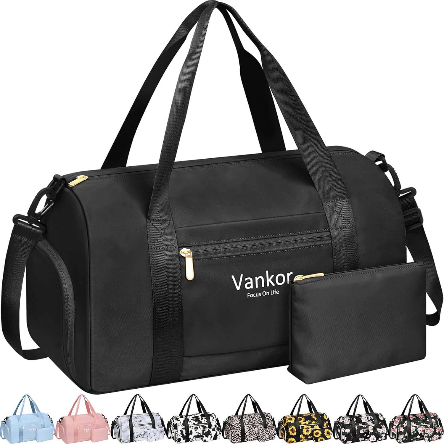 Gym Bag for Women with Shoe Compartment Waterproof, Sports Duffle Bag for Travel Duffel Weekender Carry on Beach Yoga Overnight Luggage Mommy Maternity Hospital Bag Blue 17.50 Inch - Image 9