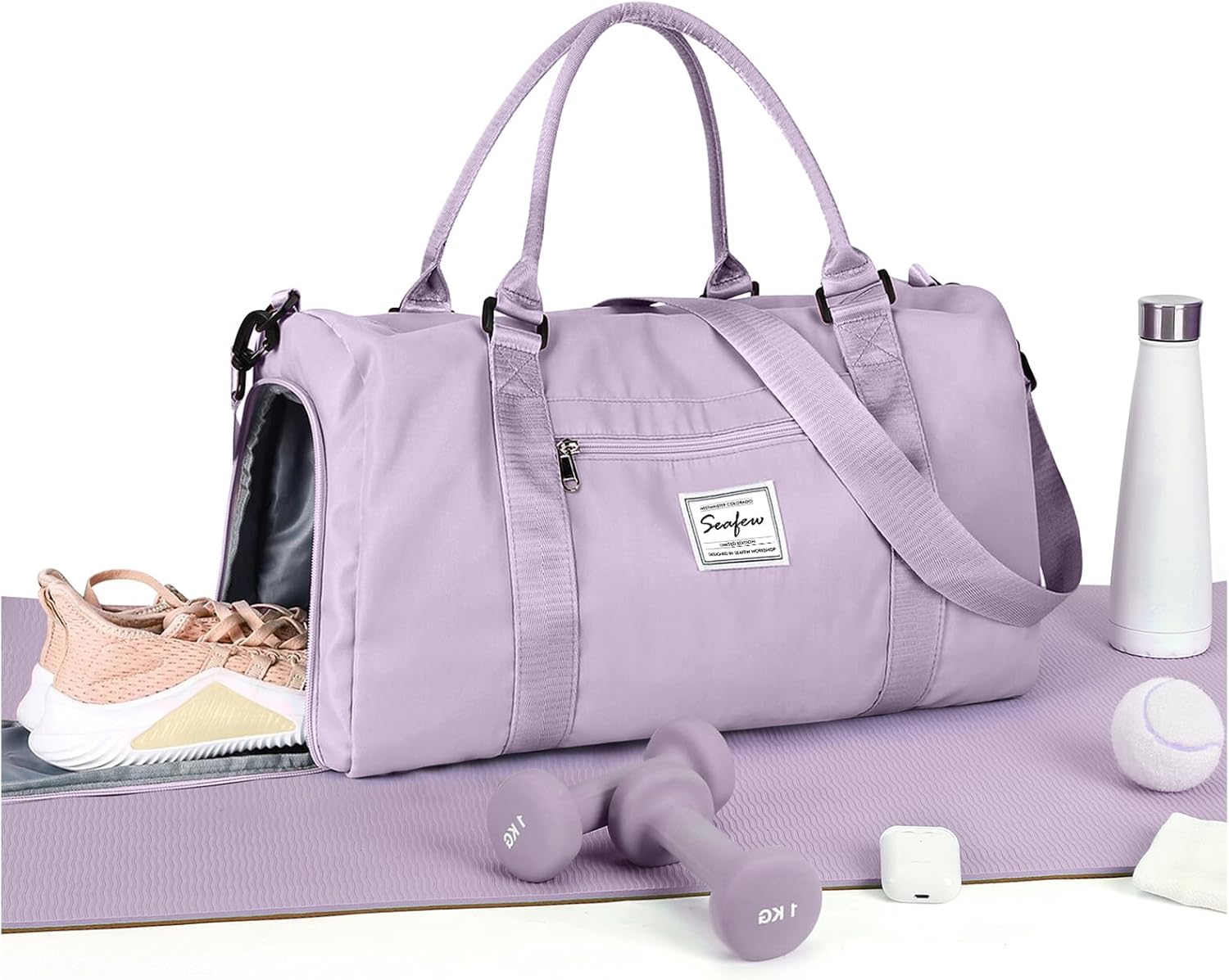 Gym Bag Womens Mens with Shoes Compartment and Wet Pocket,Travel Duffel Bag for Women for Plane,Sport Gym Tote Bags Swimming Yoga,Waterproof Weekend Overnight Bag Carry on Bag Hospital Holdalls - Image 17
