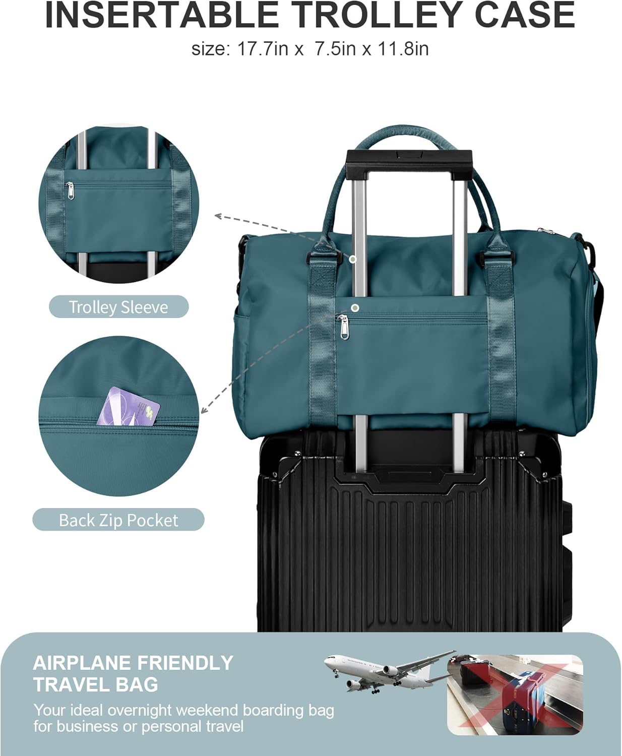 Gym Bag Womens Mens with Shoes Compartment and Wet Pocket,Travel Duffel Bag for Women for Plane,Sport Gym Tote Bags Swimming Yoga,Waterproof Weekend Overnight Bag Carry on Bag Hospital Holdalls - Image 4