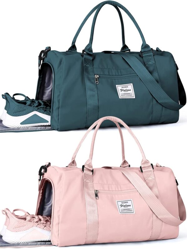 Gym Bag Womens Mens with Shoes Compartment and Wet Pocket,Travel Duffel Bag for Women for Plane,Sport Gym Tote Bags Swimming Yoga,Waterproof Weekend Overnight Bag Carry on Bag Hospital Holdalls