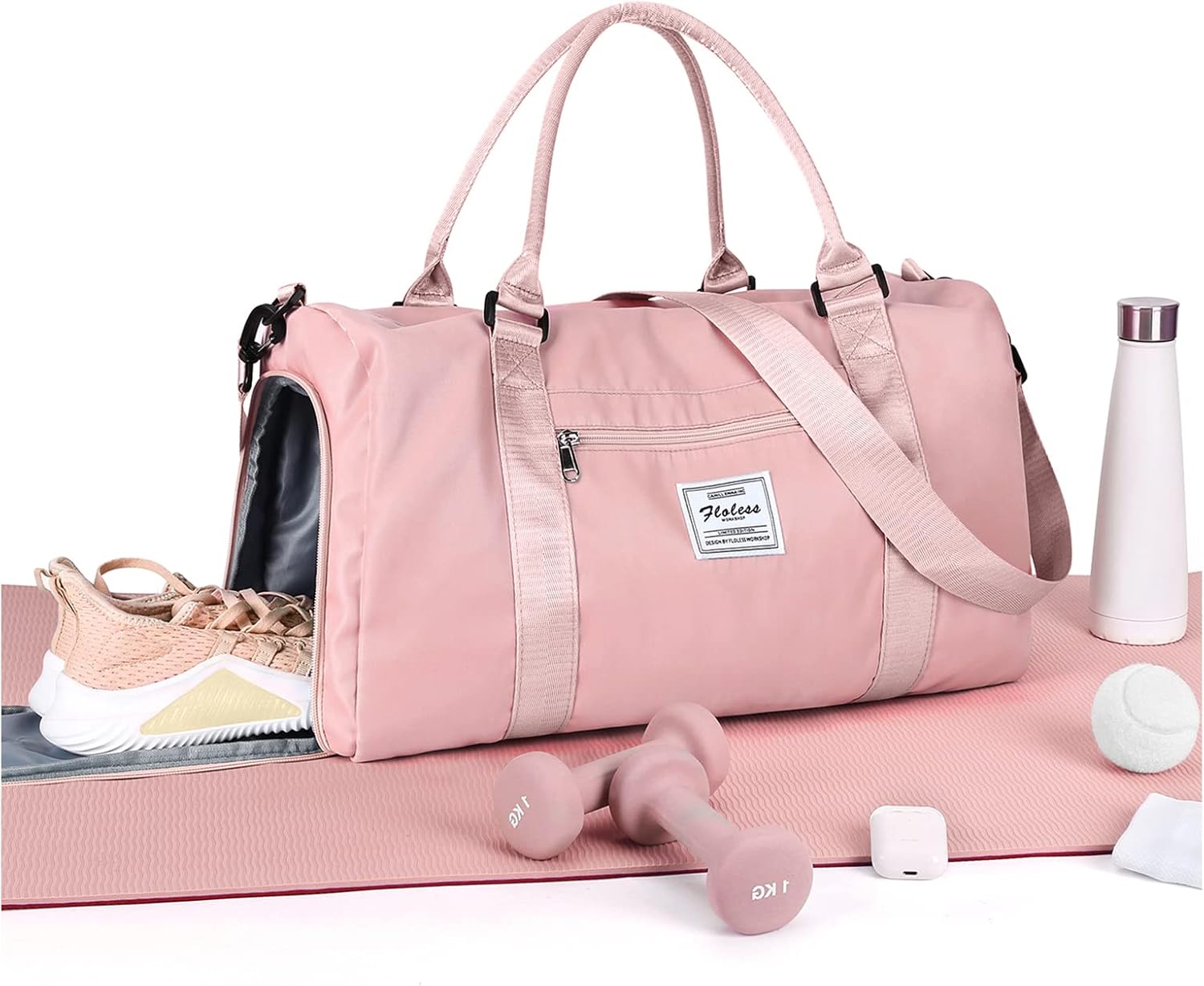 Gym Bag Womens Mens with Shoes Compartment and Wet Pocket,Travel Duffel Bag for Women for Plane,Sport Gym Tote Bags Swimming Yoga,Waterproof Weekend Overnight Bag Carry on Bag Hospital Holdalls - Image 12
