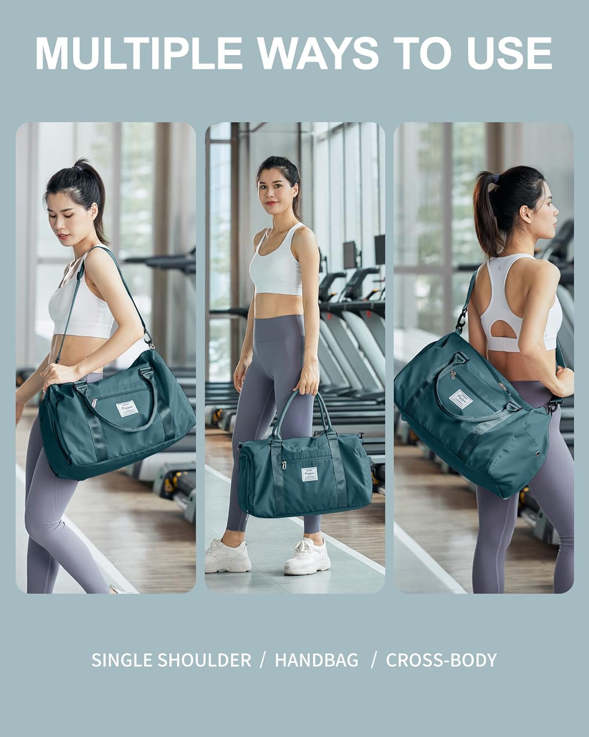 Gym Bag Womens Mens with Shoes Compartment and Wet Pocket,Travel Duffel Bag for Women for Plane,Sport Gym Tote Bags Swimming Yoga,Waterproof Weekend Overnight Bag Carry on Bag Hospital Holdalls - Image 3