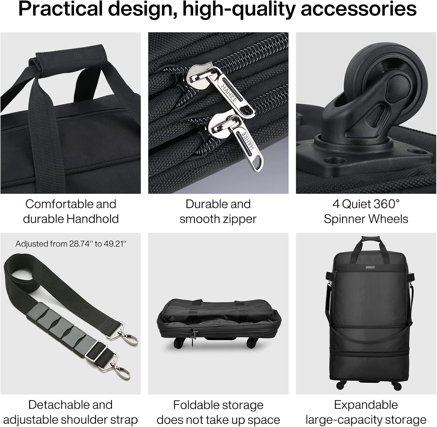 Hanke Expandable Foldable Luggage Bag Suitcase Collapsible Rolling Travel Luggage Bag Duffel Bag for Men Women Lightweight Suitcases - Image 4
