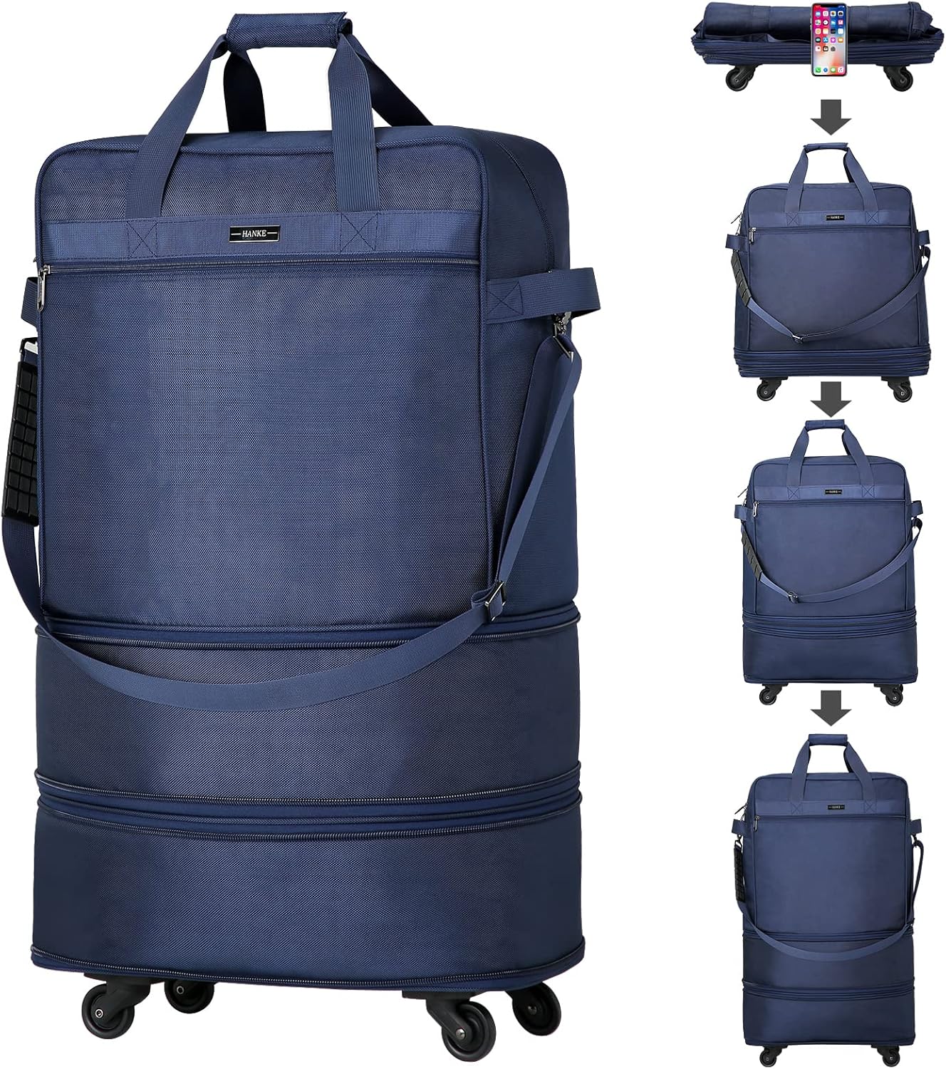 Hanke Expandable Foldable Luggage Bag Suitcase Collapsible Rolling Travel Luggage Bag Duffel Bag for Men Women Lightweight Suitcases - Image 8