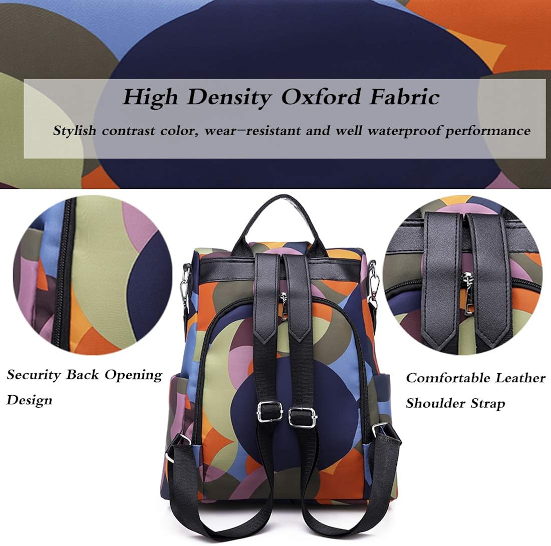 HAOOT Fashion Backpack for Women Waterproof Rucksack Daypack Anti-theft Shoulder Bag Handbag Casual Travel Bag Hiking Backpack Purse with Pom Pom Keychain - Image 4