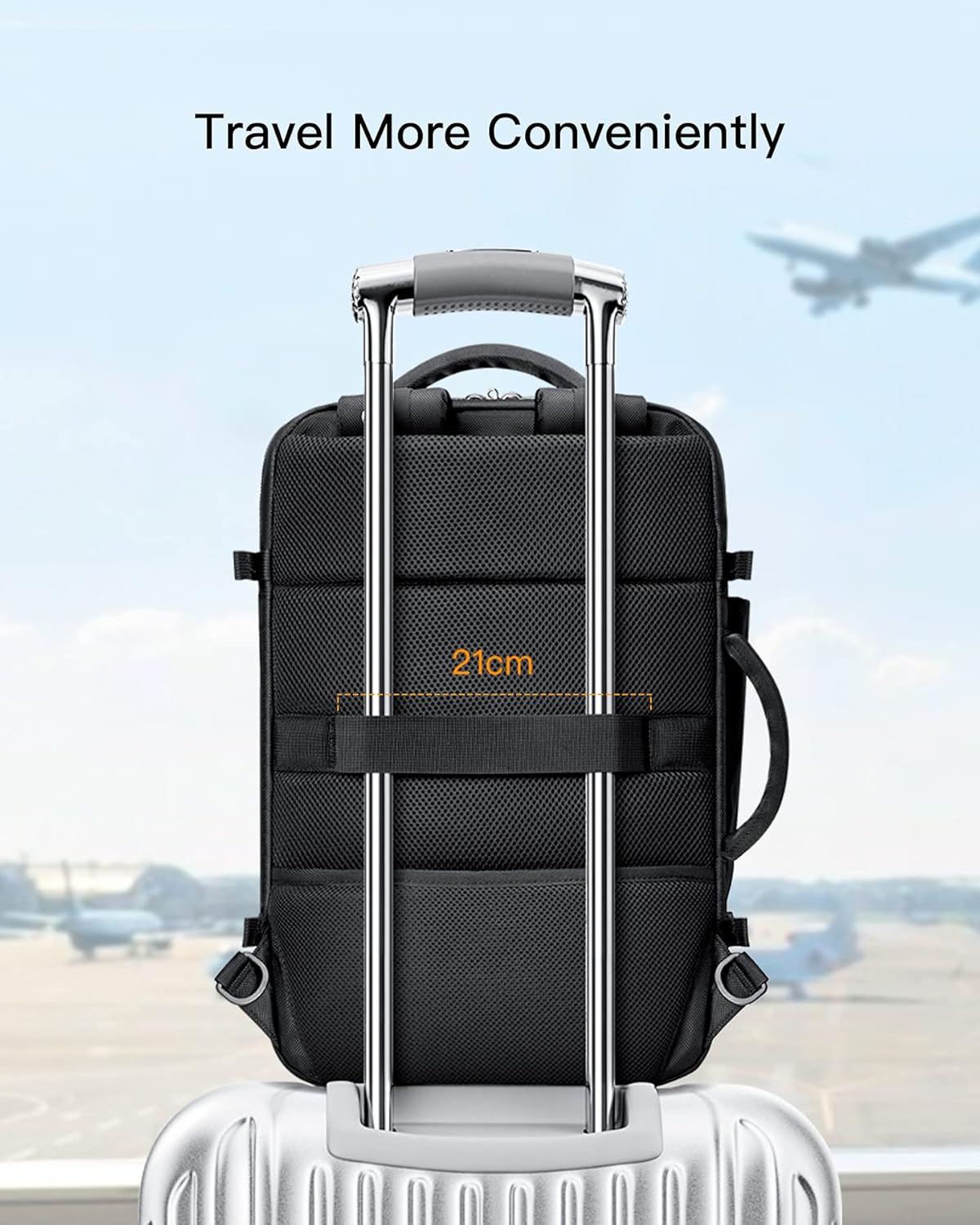 Inateck Cabin Luggage Carry On Backpack for Travel, Flight Approved 40 Litre Business Travel Rucksack Hand Luggage Fit 17 Inch Laptop, with Rain Cover for Men Women - Black - Image 7