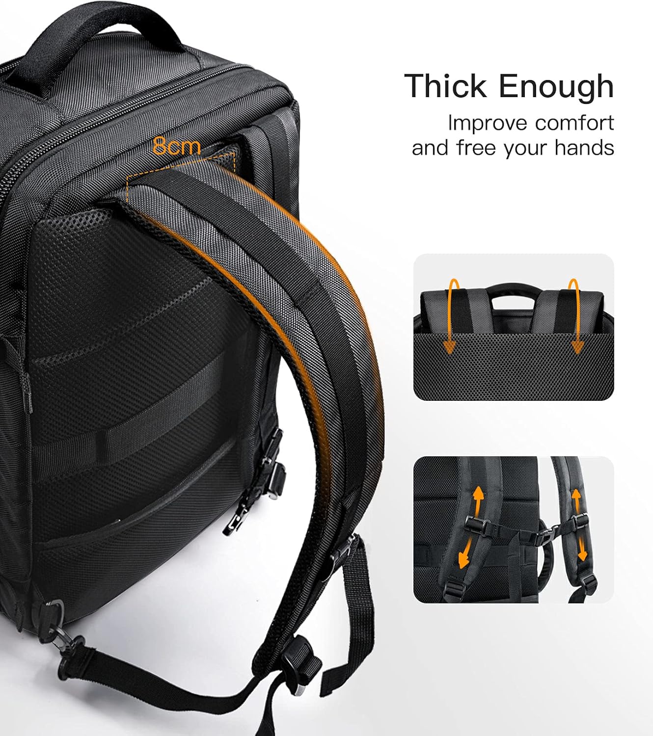 Inateck Cabin Luggage Carry On Backpack for Travel, Flight Approved 40 Litre Business Travel Rucksack Hand Luggage Fit 17 Inch Laptop, with Rain Cover for Men Women - Black - Image 5