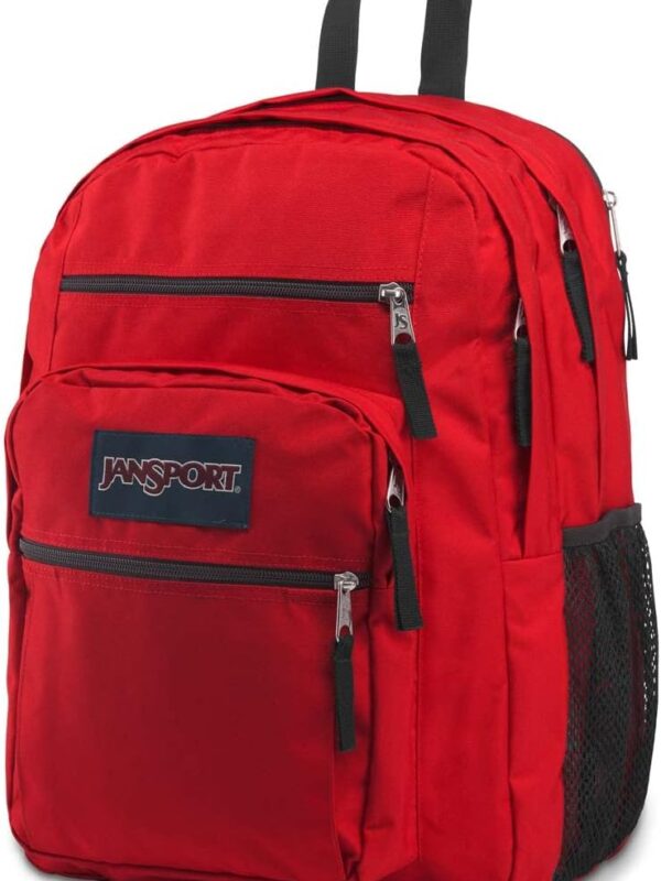 JanSport Big Laptop Backpack for College - Computer Bag with 2 Compartments, Ergonomic Shoulder Straps, 15\u201D Laptop Sleeve, Haul Handle - Book Rucksack, Red Tape