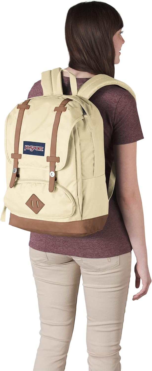 JanSport Cortlandt Laptop Backpack, Coconut, 15” Laptop Sleeve-Synthetic Leather Shoulder Computer Bag with Large Compartment, Padded Straps-Book Rucksack for Men, Women - Image 4