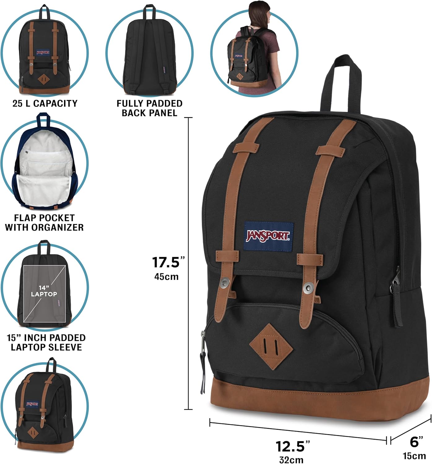 JanSport Cortlandt Laptop Backpack, Misty Rose, 15\u201D Laptop Sleeve-Synthetic Leather Shoulder Computer Bag with Large Compartment, Padded Straps-Book Rucksack for Men, Women - Image 3