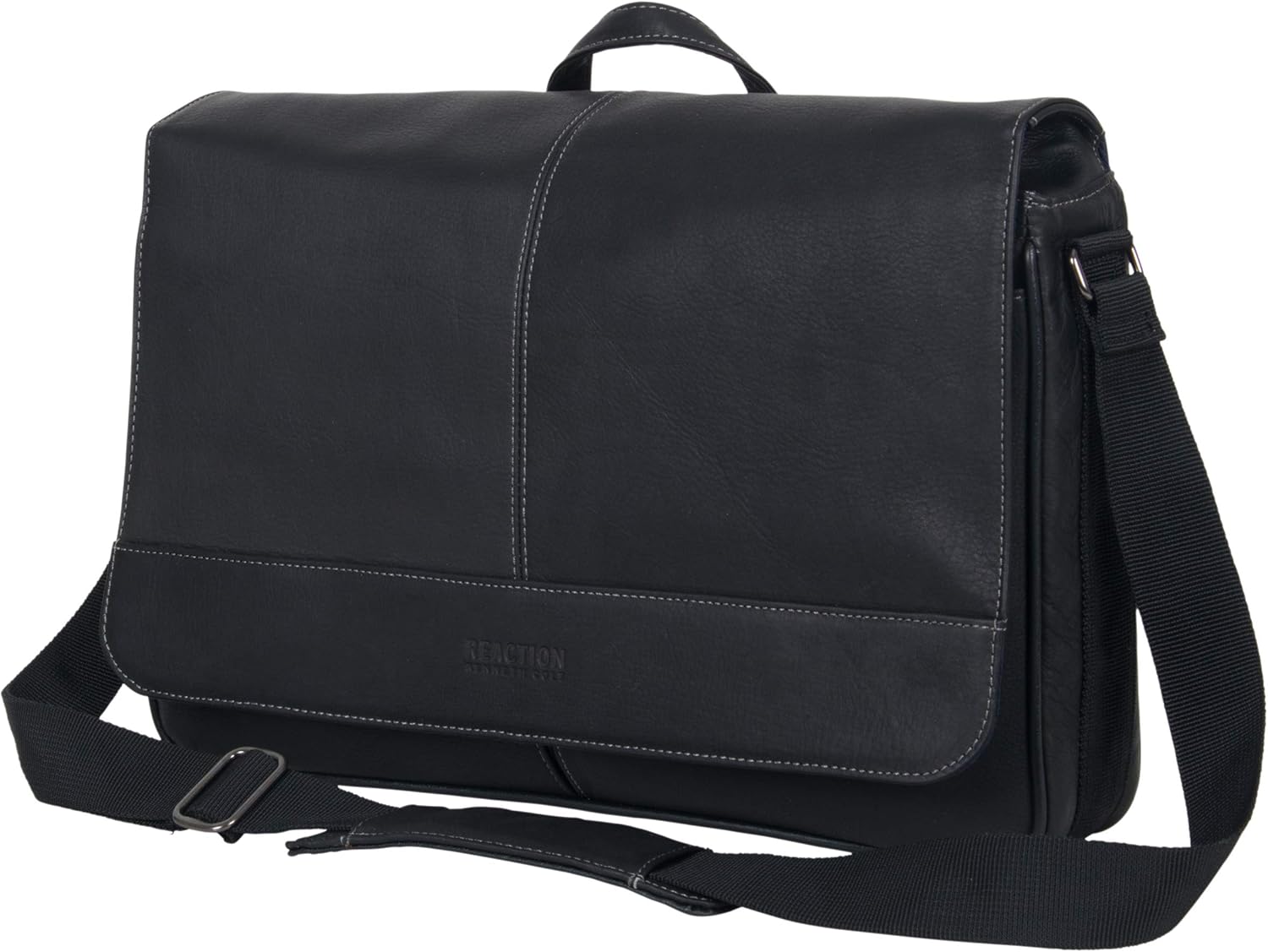 Kenneth Cole REACTION Manhattan Shoulder Satchel Colombian Leather Computer & Tablet Travel Briefcase, Black Laptop Messenger, Laptop Messenger Bag - Image 6