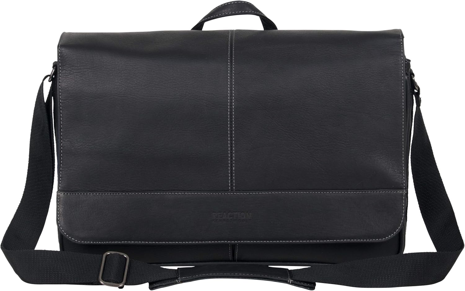 Kenneth Cole REACTION Manhattan Shoulder Satchel Colombian Leather Computer & Tablet Travel Briefcase, Black Laptop Messenger, Laptop Messenger Bag