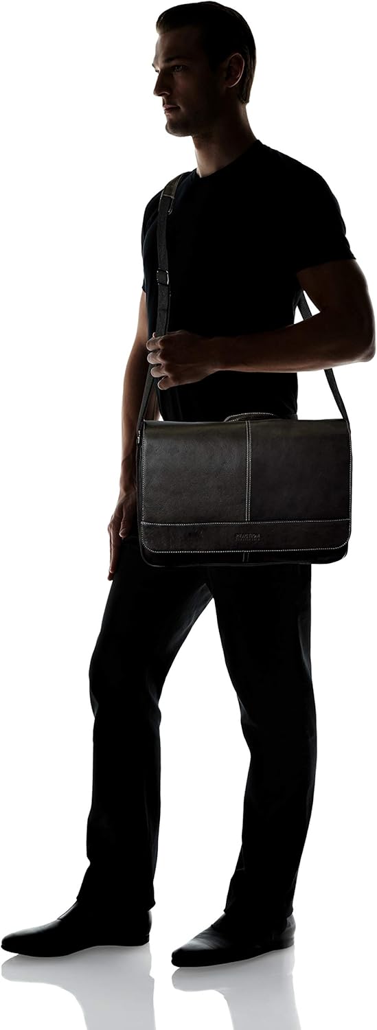 Kenneth Cole REACTION Manhattan Shoulder Satchel Colombian Leather Computer & Tablet Travel Briefcase, Black Laptop Messenger, Laptop Messenger Bag - Image 8