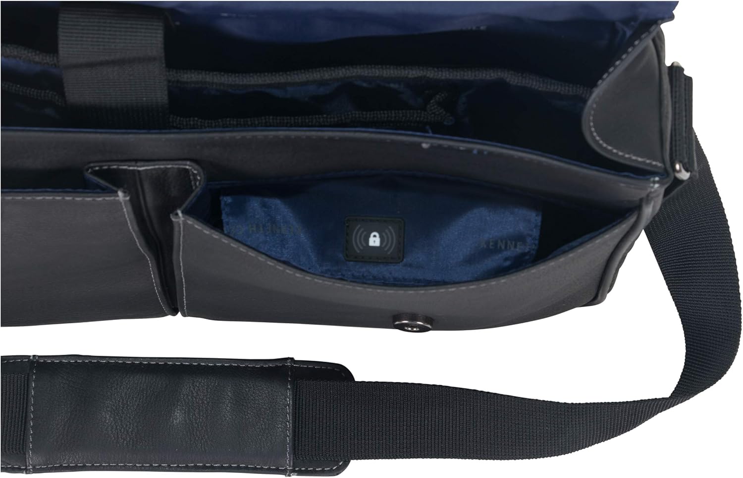 Kenneth Cole REACTION Manhattan Shoulder Satchel Colombian Leather Computer & Tablet Travel Briefcase, Black Laptop Messenger, Laptop Messenger Bag - Image 5