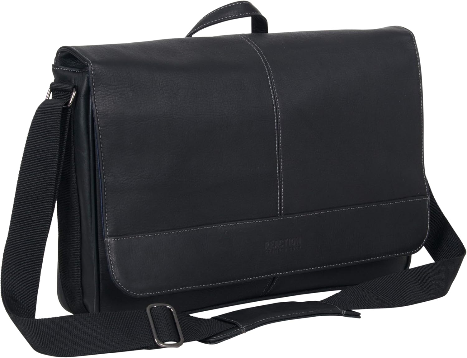 Kenneth Cole REACTION Manhattan Shoulder Satchel Colombian Leather Computer & Tablet Travel Briefcase, Black Laptop Messenger, Laptop Messenger Bag - Image 3