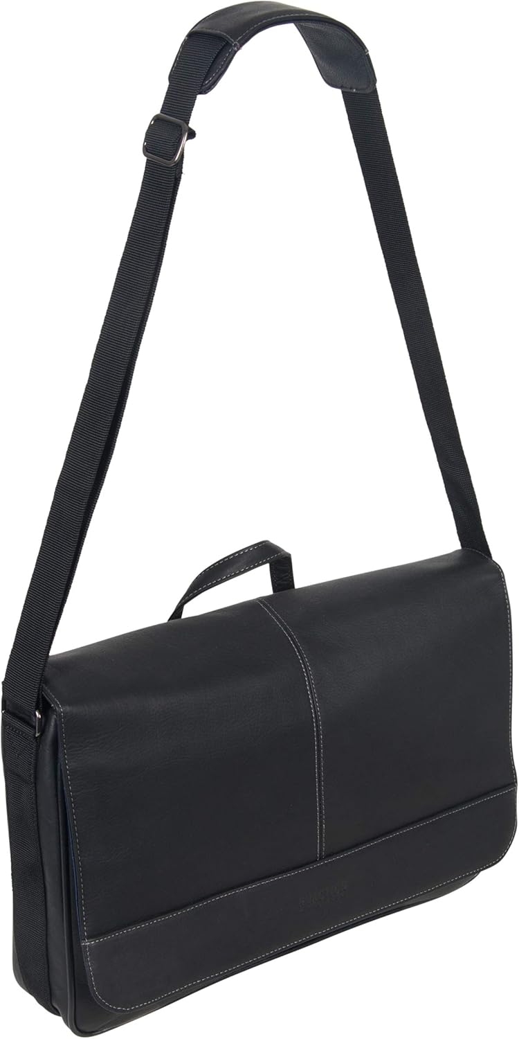 Kenneth Cole REACTION Manhattan Shoulder Satchel Colombian Leather Computer & Tablet Travel Briefcase, Black Laptop Messenger, Laptop Messenger Bag - Image 2