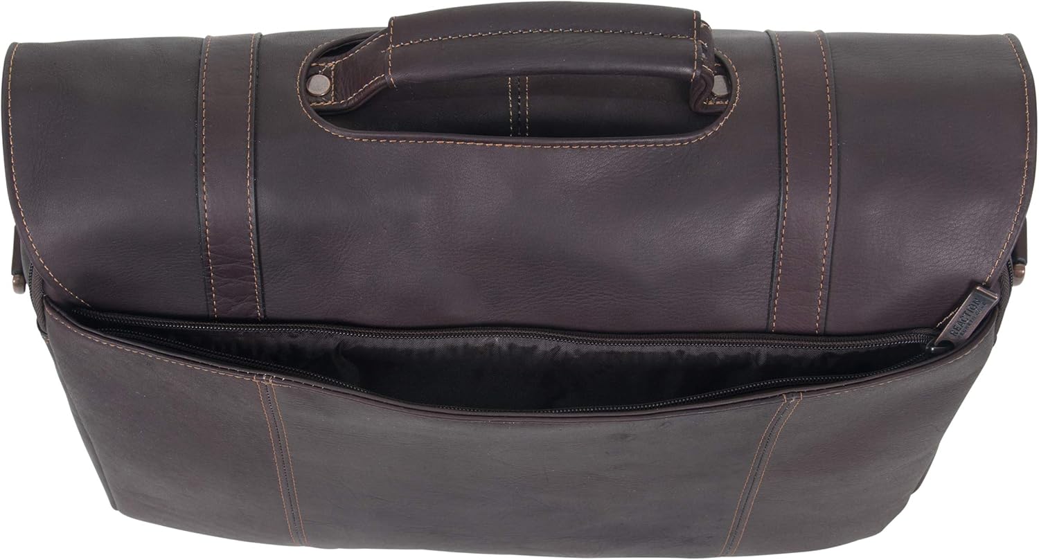 KENNETH COLE REACTION Show Business Messenger Briefcase Colombian Leather 16\u201D Laptop Computer Portfolio Satchel Work Bag, Includes Card Holders, Dark Brown, One Size - Image 8