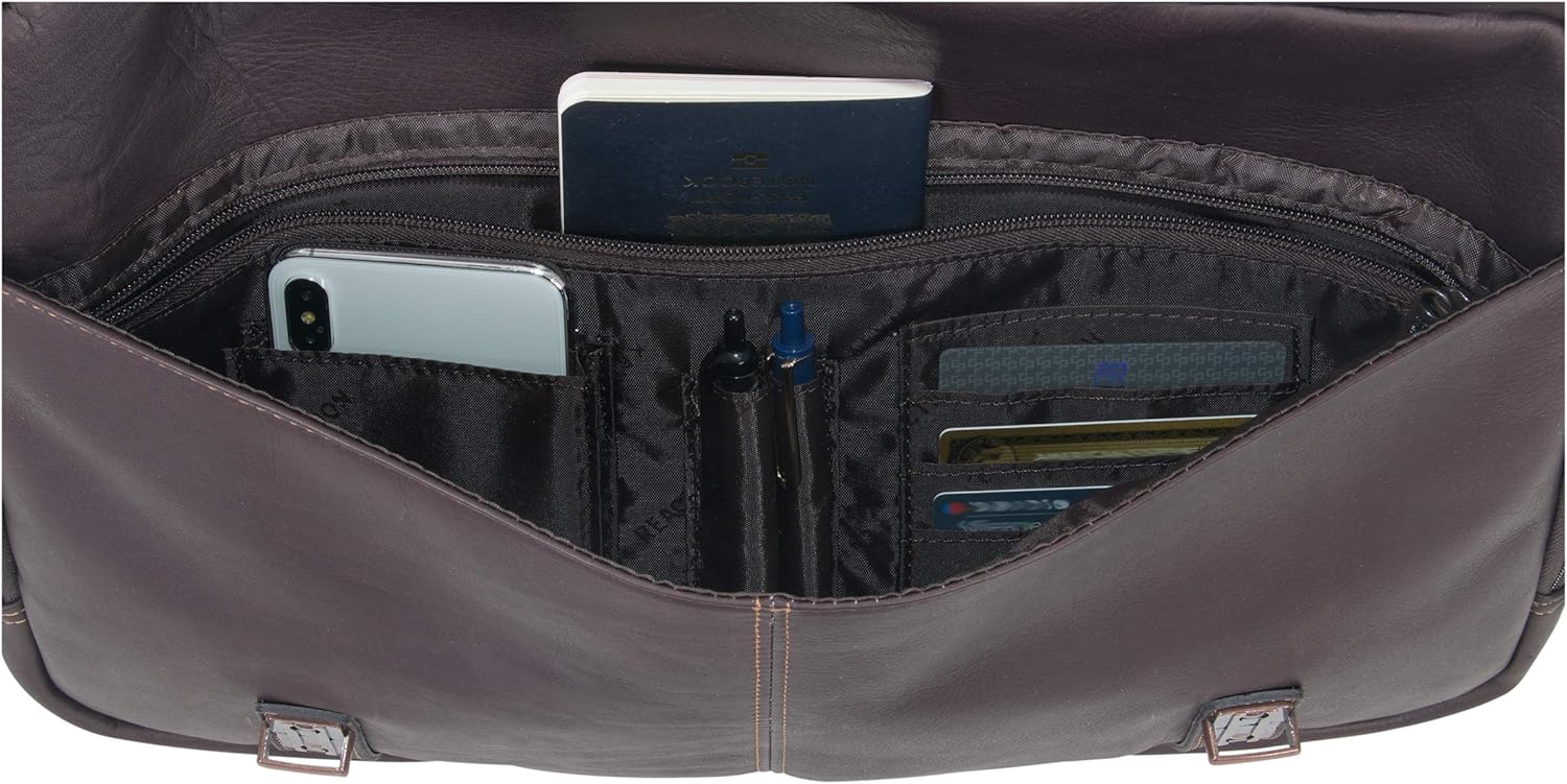 KENNETH COLE REACTION Show Business Messenger Briefcase Colombian Leather 16\u201D Laptop Computer Portfolio Satchel Work Bag, Includes Card Holders, Dark Brown, One Size - Image 6