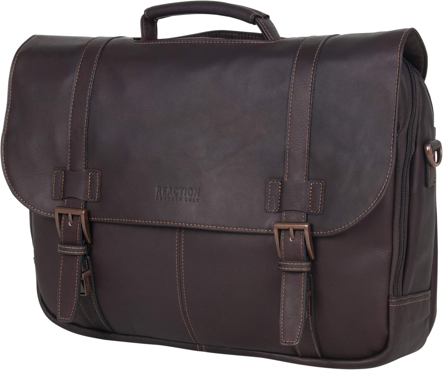 KENNETH COLE REACTION Show Business Messenger Briefcase Colombian Leather 16\u201D Laptop Computer Portfolio Satchel Work Bag, Includes Card Holders, Dark Brown, One Size - Image 9
