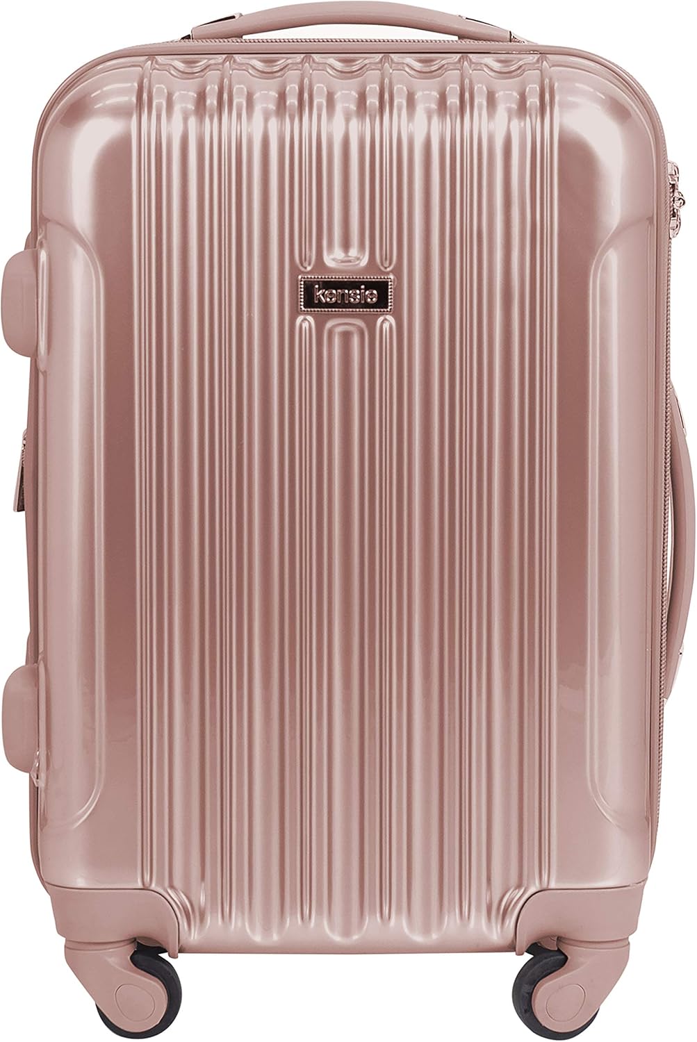kensie Women's Alma Hardside Spinner Luggage, Expandable, Rose Gold, Carry-On 20-Inch