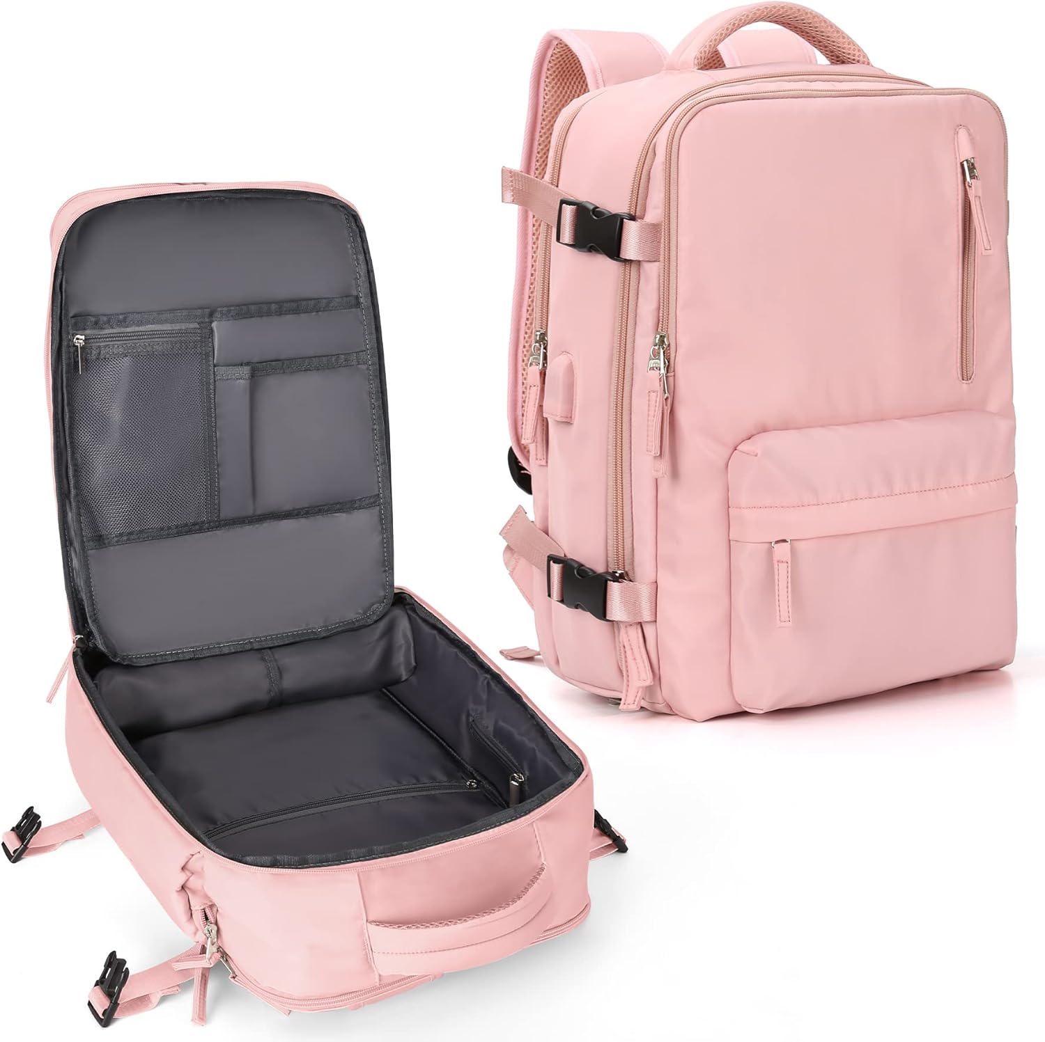 Large Travel Backpack Women, Carry On Backpack,Hiking Backpack Waterproof Outdoor Sports Rucksack Casual Daypack Fit 14 Inch Laptop with USB Charging Port Shoes Compartment, Green - Image 19