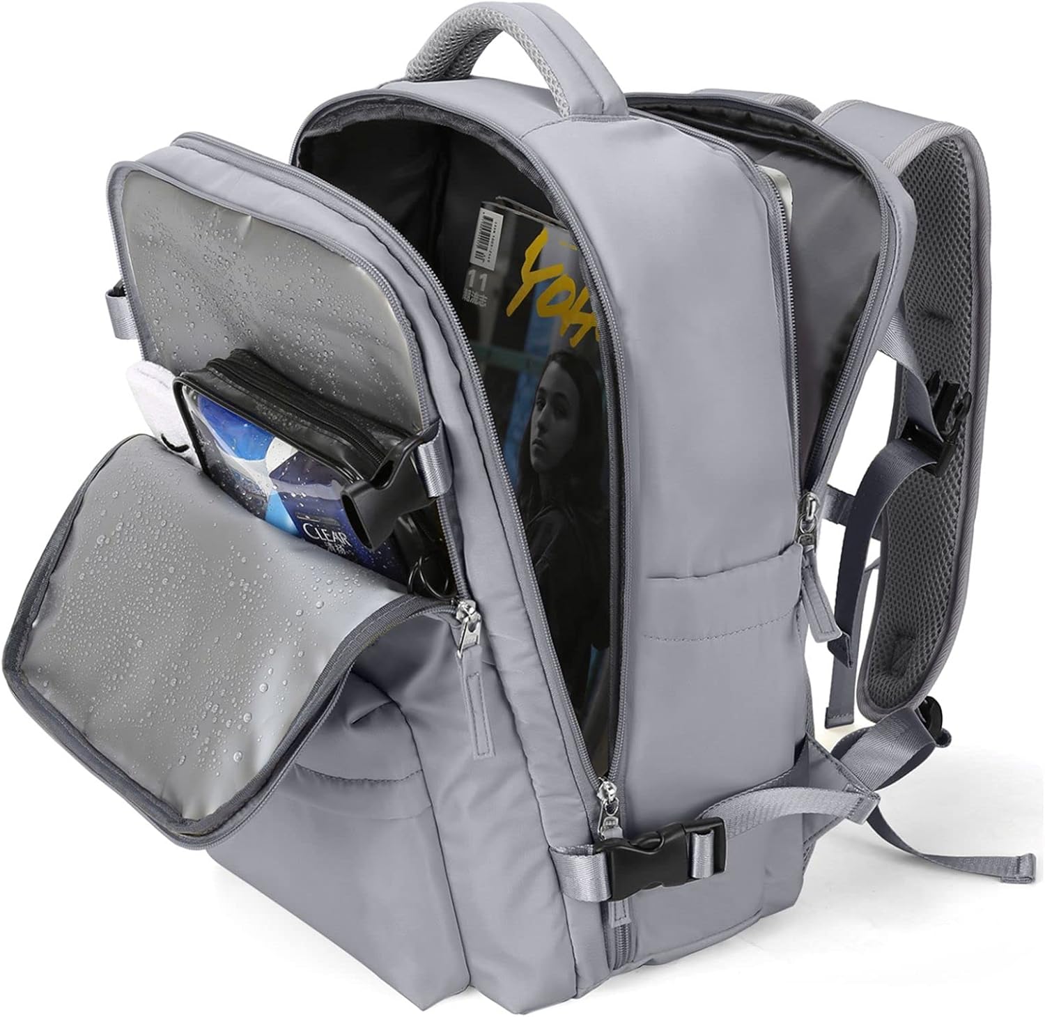 Large Travel Backpack Women, Carry On Backpack,Hiking Backpack Waterproof Outdoor Sports Rucksack Casual Daypack Fit 14 Inch Laptop with USB Charging Port Shoes Compartment, Green - Image 39