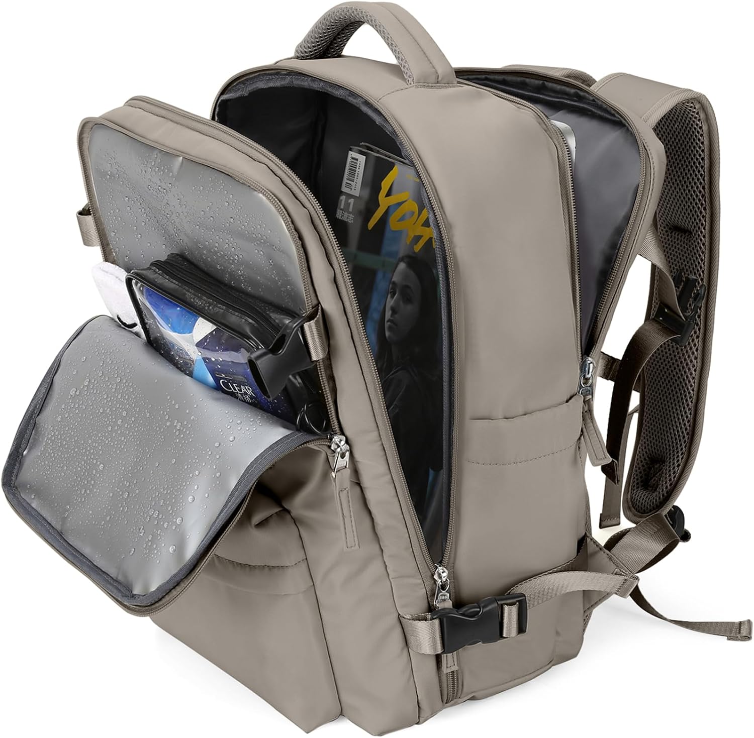 Large Travel Backpack Women, Carry On Backpack,Hiking Backpack Waterproof Outdoor Sports Rucksack Casual Daypack Fit 14 Inch Laptop with USB Charging Port Shoes Compartment, Green - Image 33