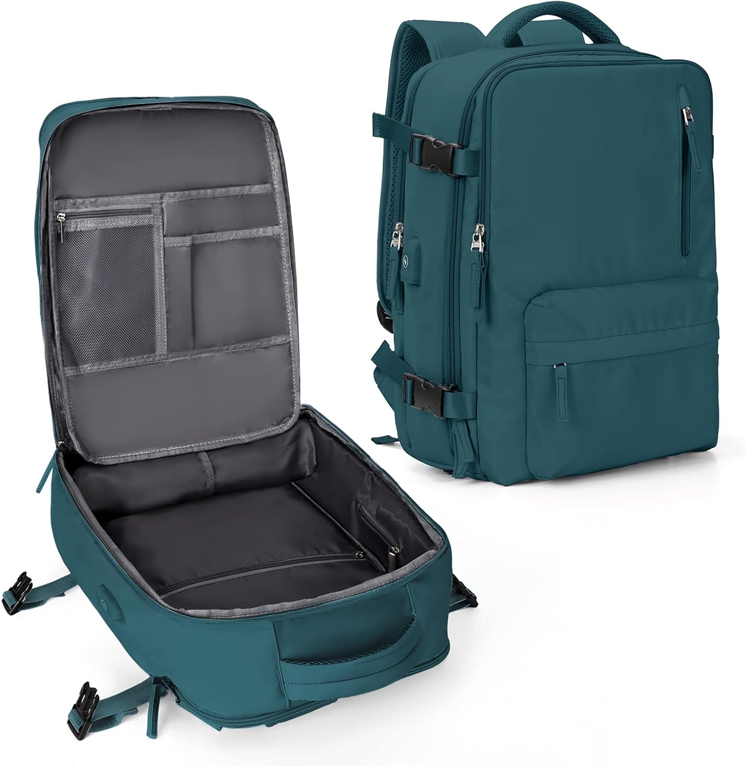 Large Travel Backpack Women, Carry On Backpack,Hiking Backpack Waterproof Outdoor Sports Rucksack Casual Daypack Fit 14 Inch Laptop with USB Charging Port Shoes Compartment, Green - Image 24
