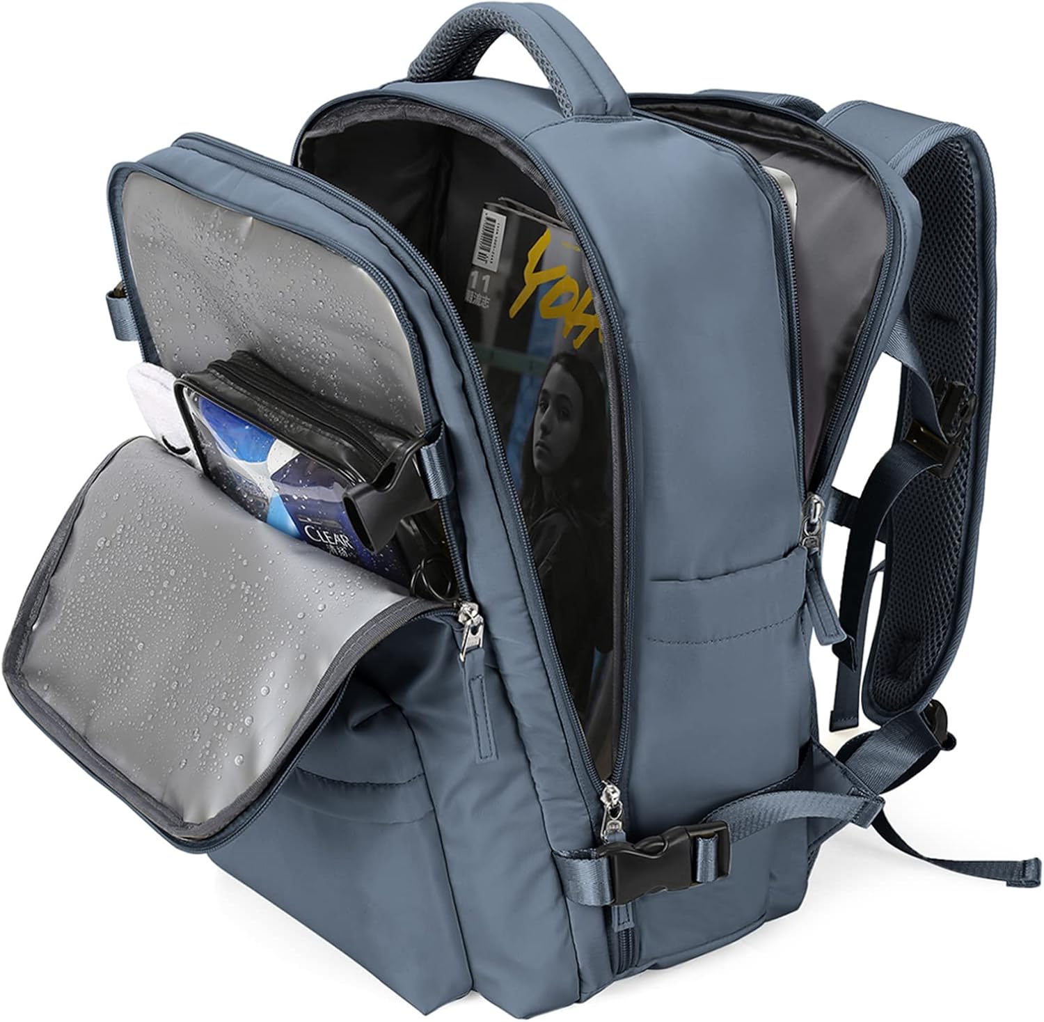Large Travel Backpack Women, Carry On Backpack,Hiking Backpack Waterproof Outdoor Sports Rucksack Casual Daypack Fit 14 Inch Laptop with USB Charging Port Shoes Compartment, Green - Image 36