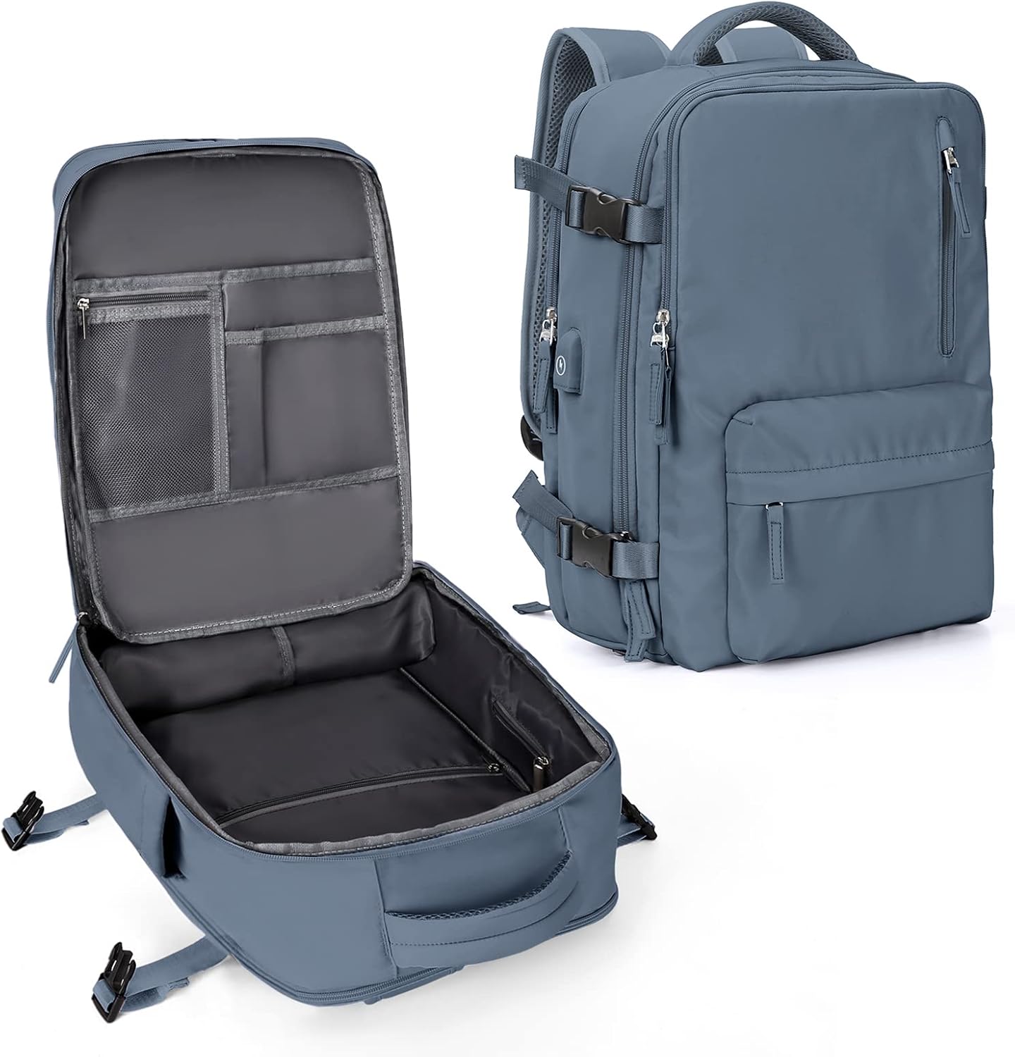 Large Travel Backpack Women, Carry On Backpack,Hiking Backpack Waterproof Outdoor Sports Rucksack Casual Daypack Fit 14 Inch Laptop with USB Charging Port Shoes Compartment, Green - Image 17