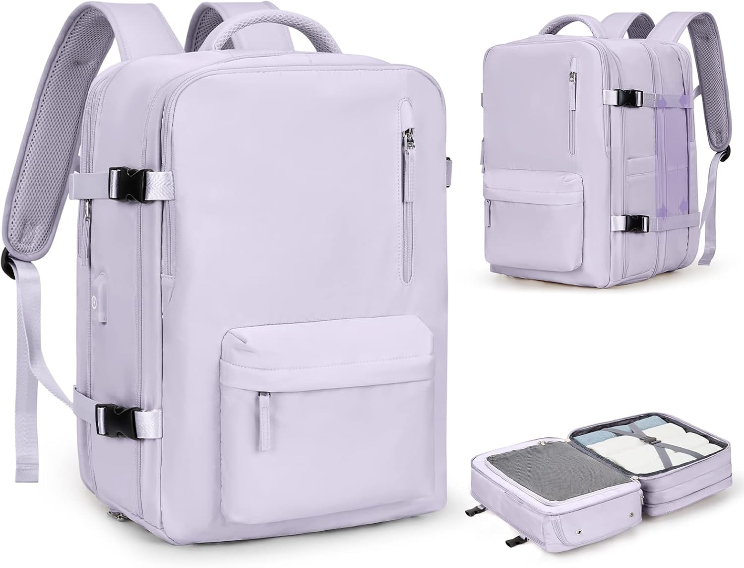 Large Travel Backpack Women, Carry On Backpack,Hiking Backpack Waterproof Outdoor Sports Rucksack Casual Daypack Fit 14 Inch Laptop with USB Charging Port Shoes Compartment, Green - Image 30