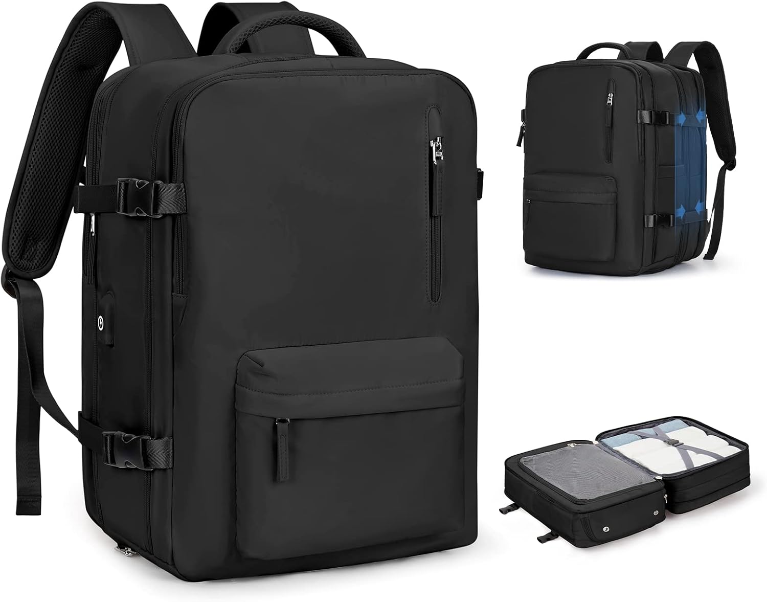 Large Travel Backpack Women, Carry On Backpack,Hiking Backpack Waterproof Outdoor Sports Rucksack Casual Daypack Fit 14 Inch Laptop with USB Charging Port Shoes Compartment, Green - Image 45