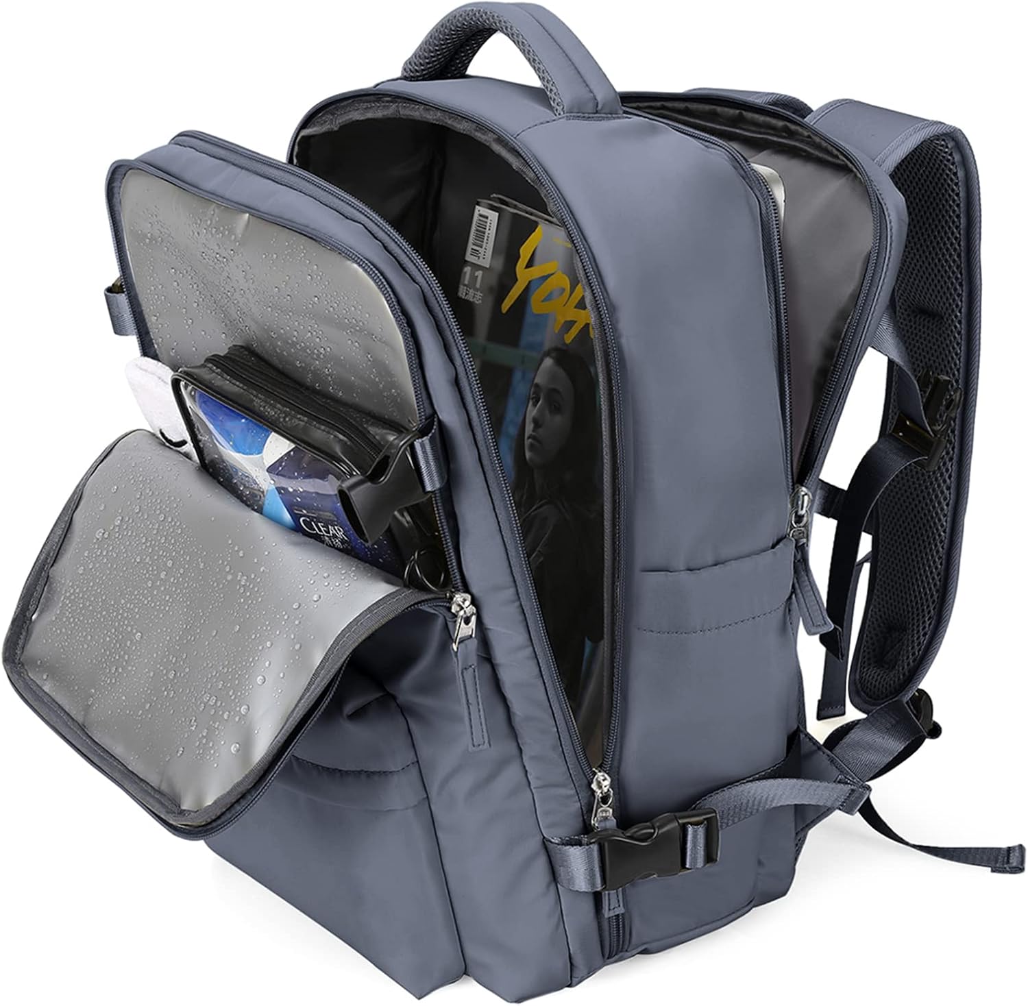 Large Travel Backpack Women, Carry On Backpack,Hiking Backpack Waterproof Outdoor Sports Rucksack Casual Daypack Fit 14 Inch Laptop with USB Charging Port Shoes Compartment, Green - Image 35