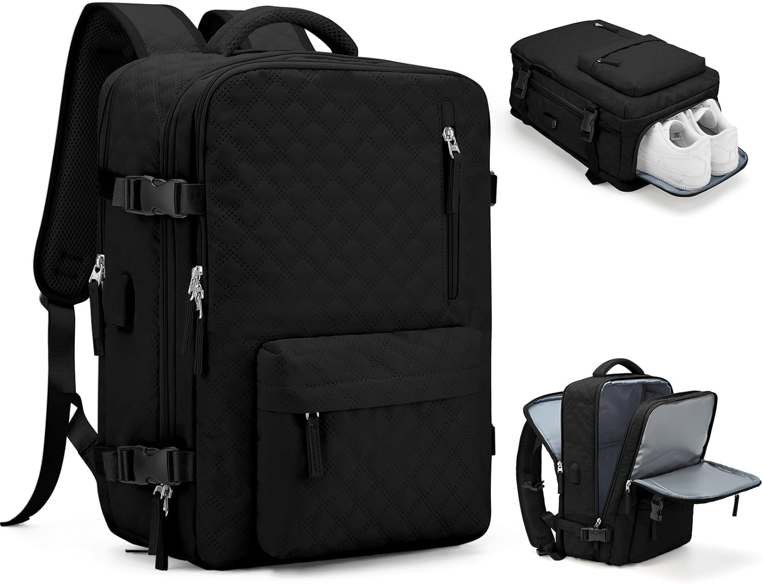 Large Travel Backpack Women, Carry On Backpack,Hiking Backpack Waterproof Outdoor Sports Rucksack Casual Daypack Fit 14 Inch Laptop with USB Charging Port Shoes Compartment, Green - Image 28