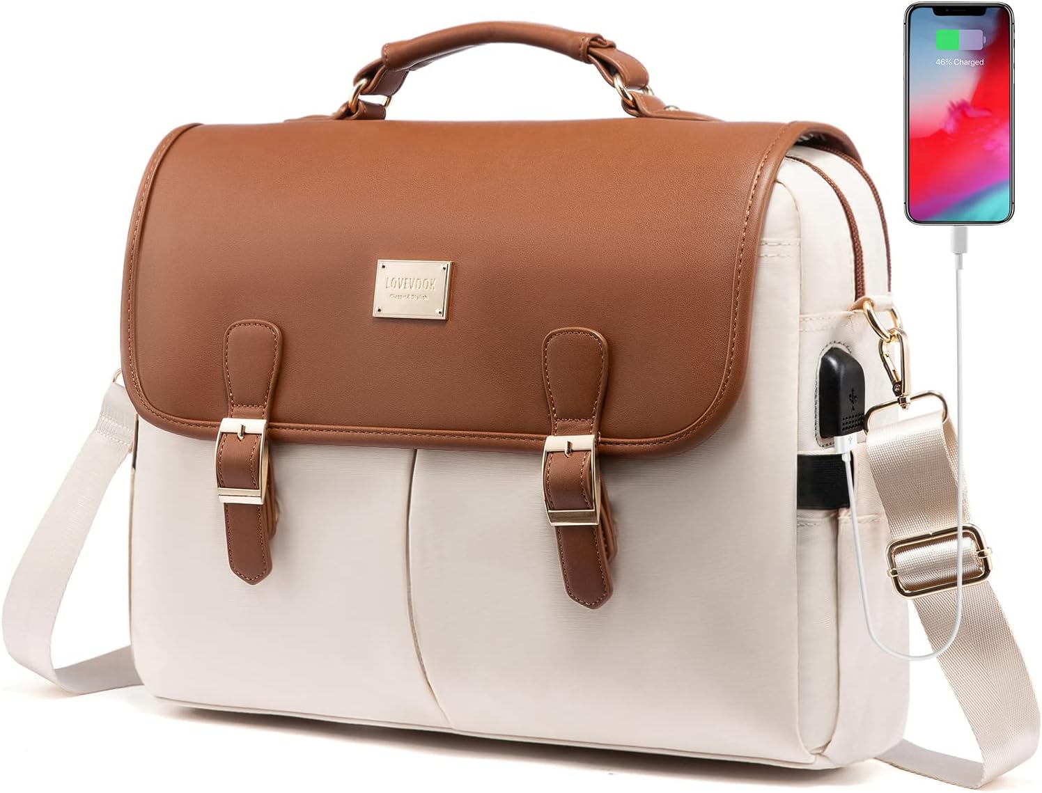 LOVEVOOK Laptop Bag for Women, 15.6 inch Large Capacity Computer Briefcase Case, Crossbody Messenger Bag, Office Business Work Bags Purse for Travel Gifts, Mint Green-black - Image 12
