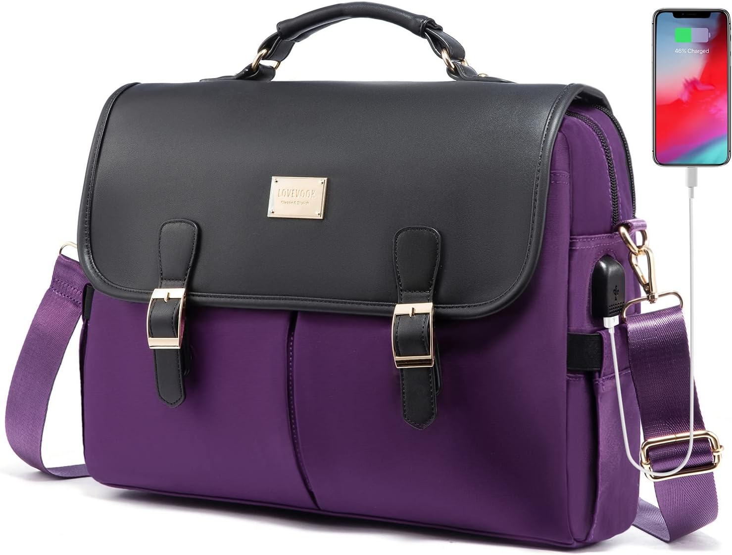 LOVEVOOK Laptop Bag for Women, 15.6 inch Large Capacity Computer Briefcase Case, Crossbody Messenger Bag, Office Business Work Bags Purse for Travel Gifts, Mint Green-black - Image 11