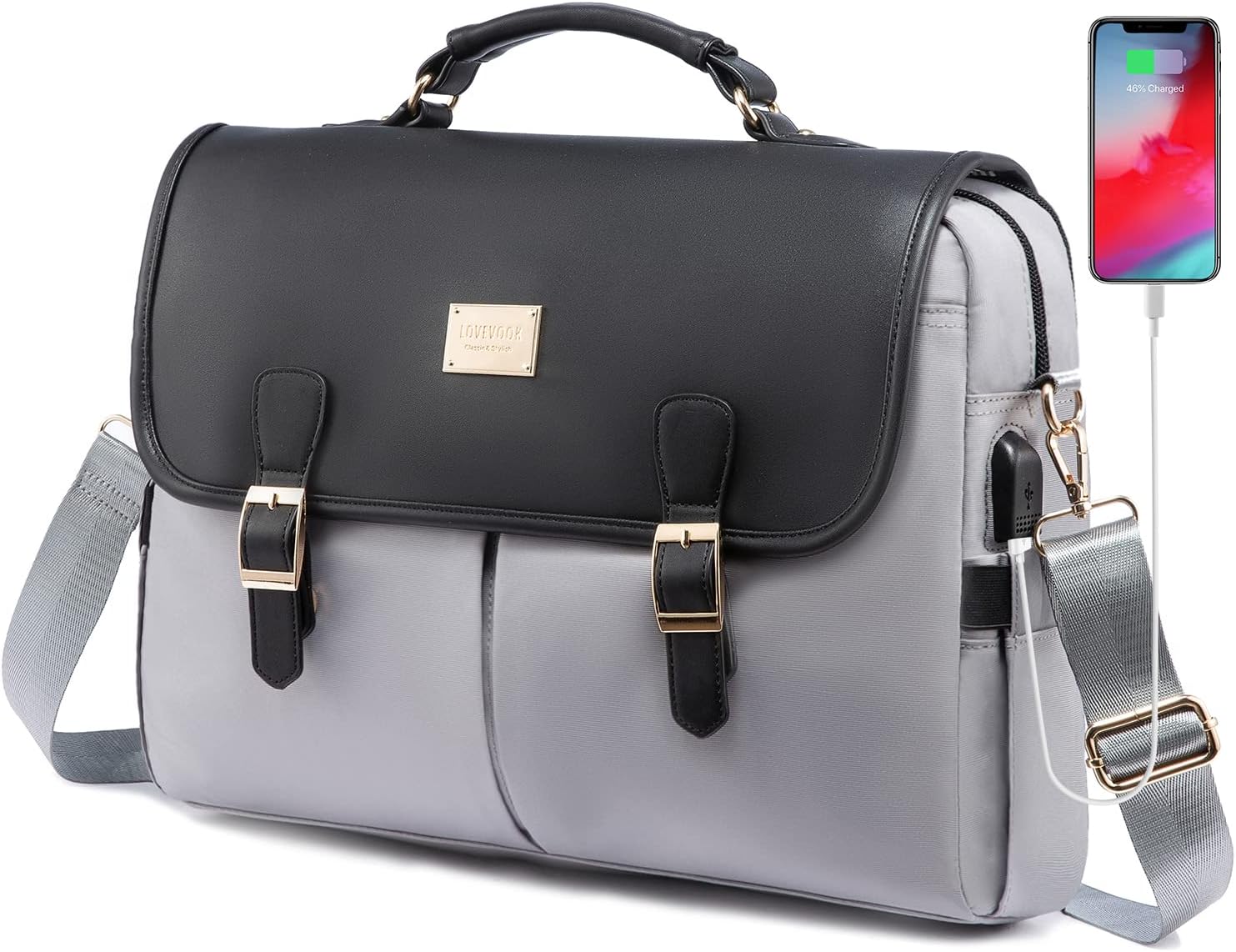 LOVEVOOK Laptop Bag for Women, 15.6 inch Large Capacity Computer Briefcase Case, Crossbody Messenger Bag, Office Business Work Bags Purse for Travel Gifts, Mint Green-black - Image 13