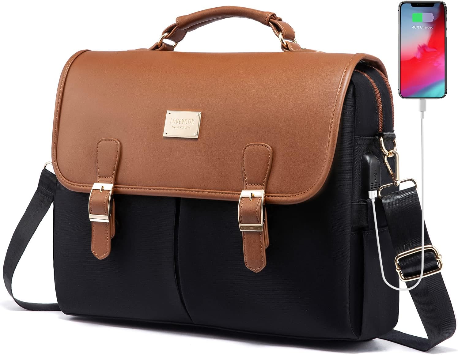 LOVEVOOK Laptop Bag for Women, 15.6 inch Large Capacity Computer Briefcase Case, Crossbody Messenger Bag, Office Business Work Bags Purse for Travel Gifts, Mint Green-black - Image 14