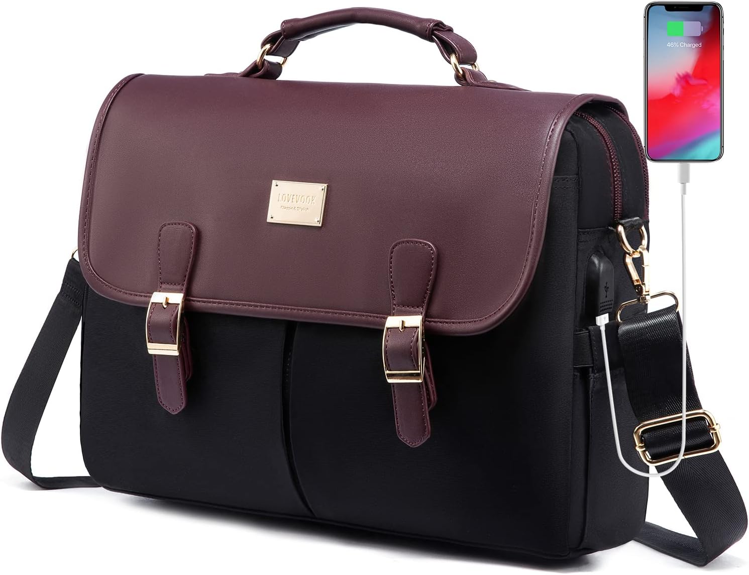 LOVEVOOK Laptop Bag for Women, 15.6 inch Large Capacity Computer Briefcase Case, Crossbody Messenger Bag, Office Business Work Bags Purse for Travel Gifts, Mint Green-black - Image 15